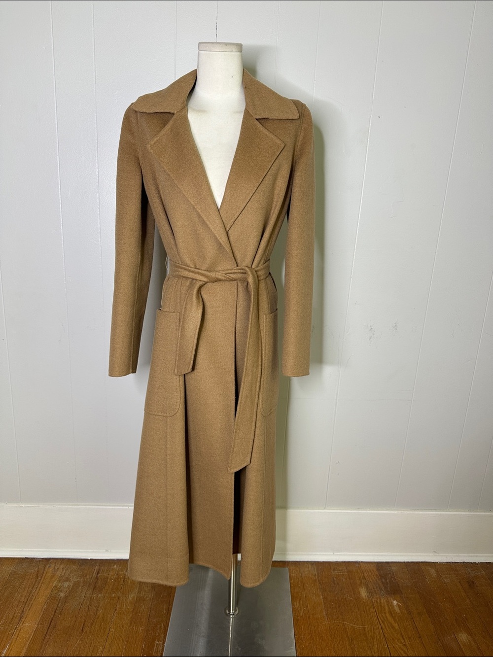 MaxMara Camel Hair Tan Belted Wrap Coat